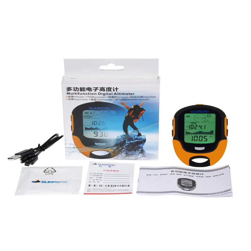 IPx4 waterproof altimeter barometer hiking wristwatch with altimeter