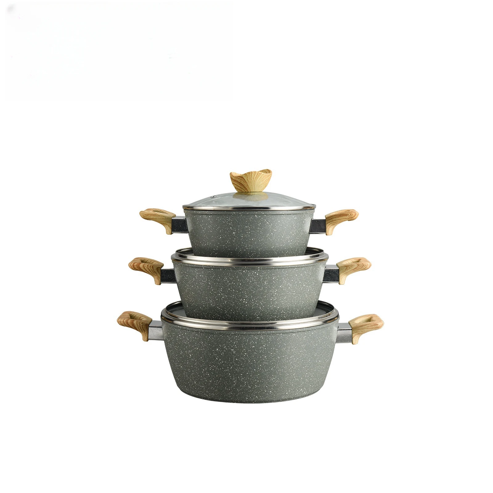 Ten-Piece Set Non-Stick Medical Stone Aluminum Frying Pan Soup Pot  Die-Cast Cookware Kitchen Accessories  Cookware Set