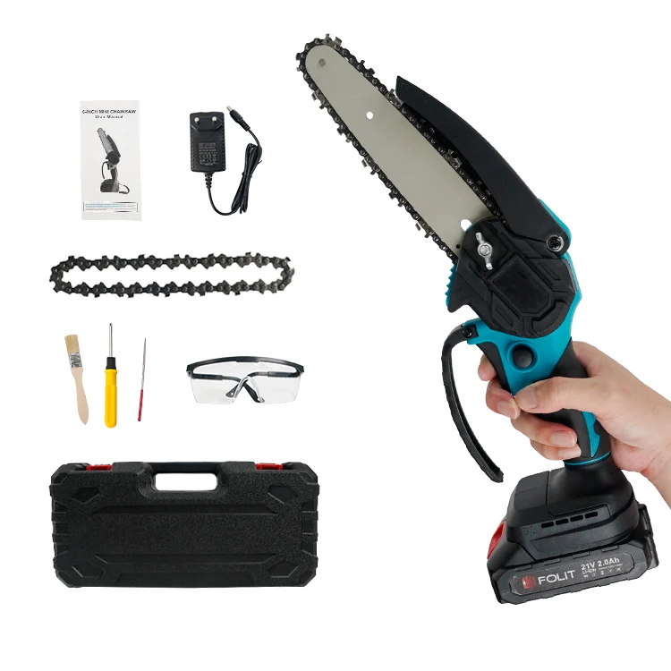 New arrival electric 2000mAh battery powered household DIY power tools 6-inch chainsaw cordless with accessories