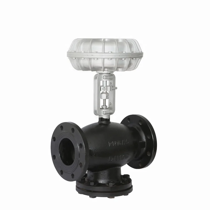 3 way Flanged Carbon Steel Control Valve for Heat Oil 300 degree C With Pneumatic Operator