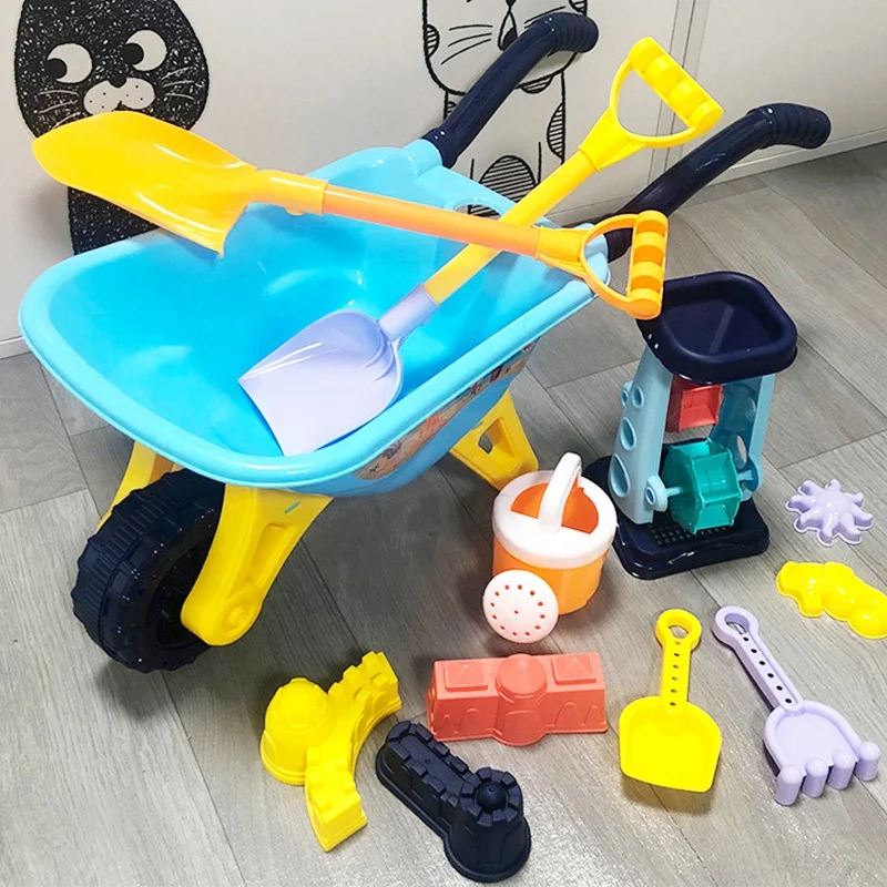 Песчаная игрушка с тачкой лопата и грабли пляжные игрушки летний детский набор для игр на открытом