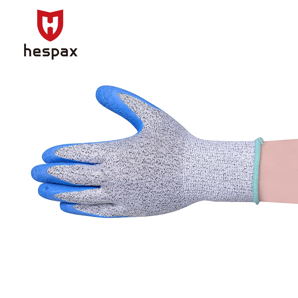 Лидер продаж, перчатки с латексным покрытием En388 4543 crinckle, промышленные HPPE устойчивые к порезам, садовые рабочие перчатки