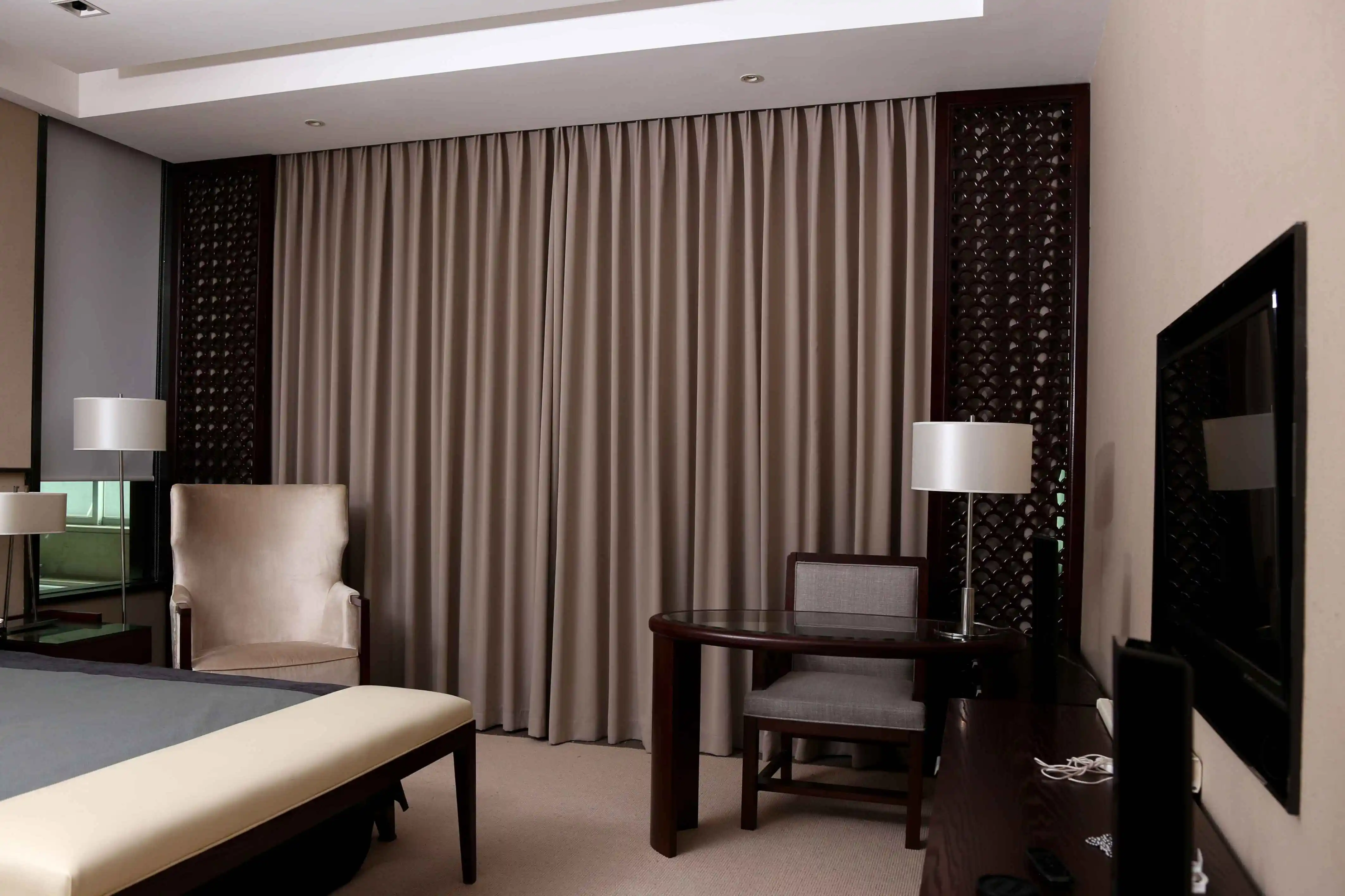 Double Sheer Curtain Wholesale 100% Polyester Drapery Sun Shade For Hotel