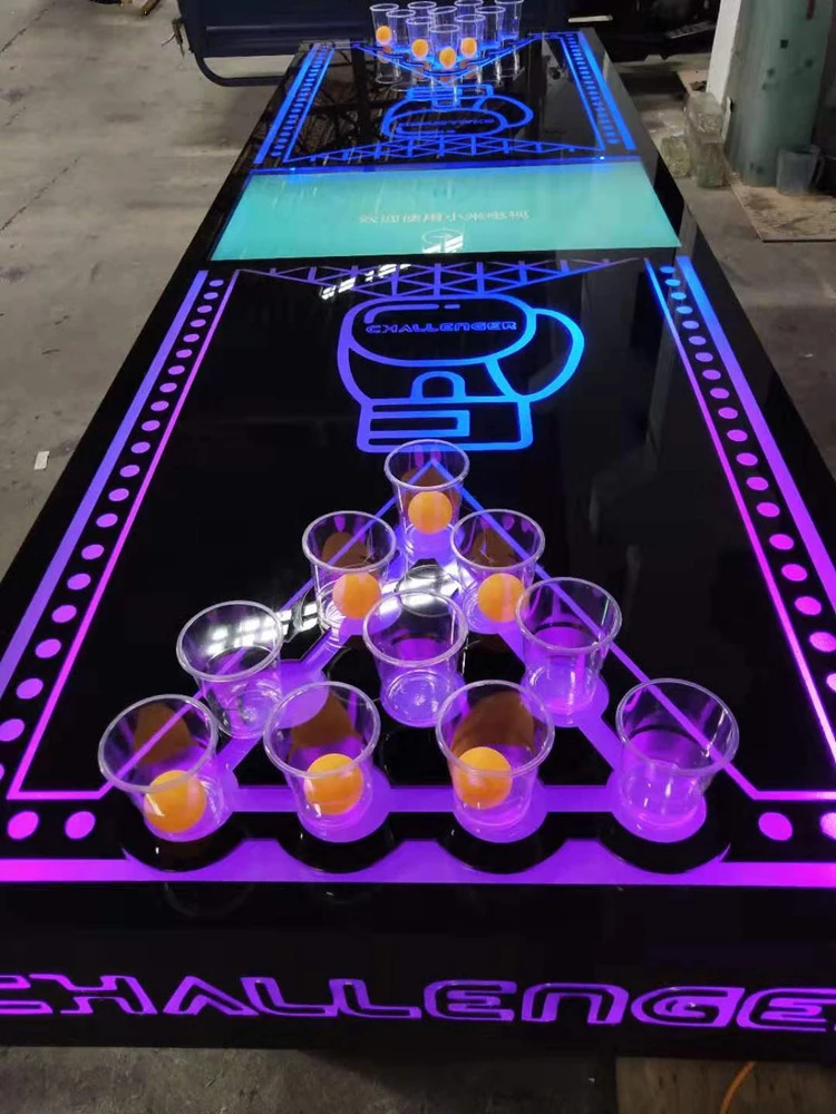 Новый дизайн на заказ, длинная Вечеринка 8 футов, интеллектуальный игровой стол для beerpong, светодиодный Пивной Стол для понга