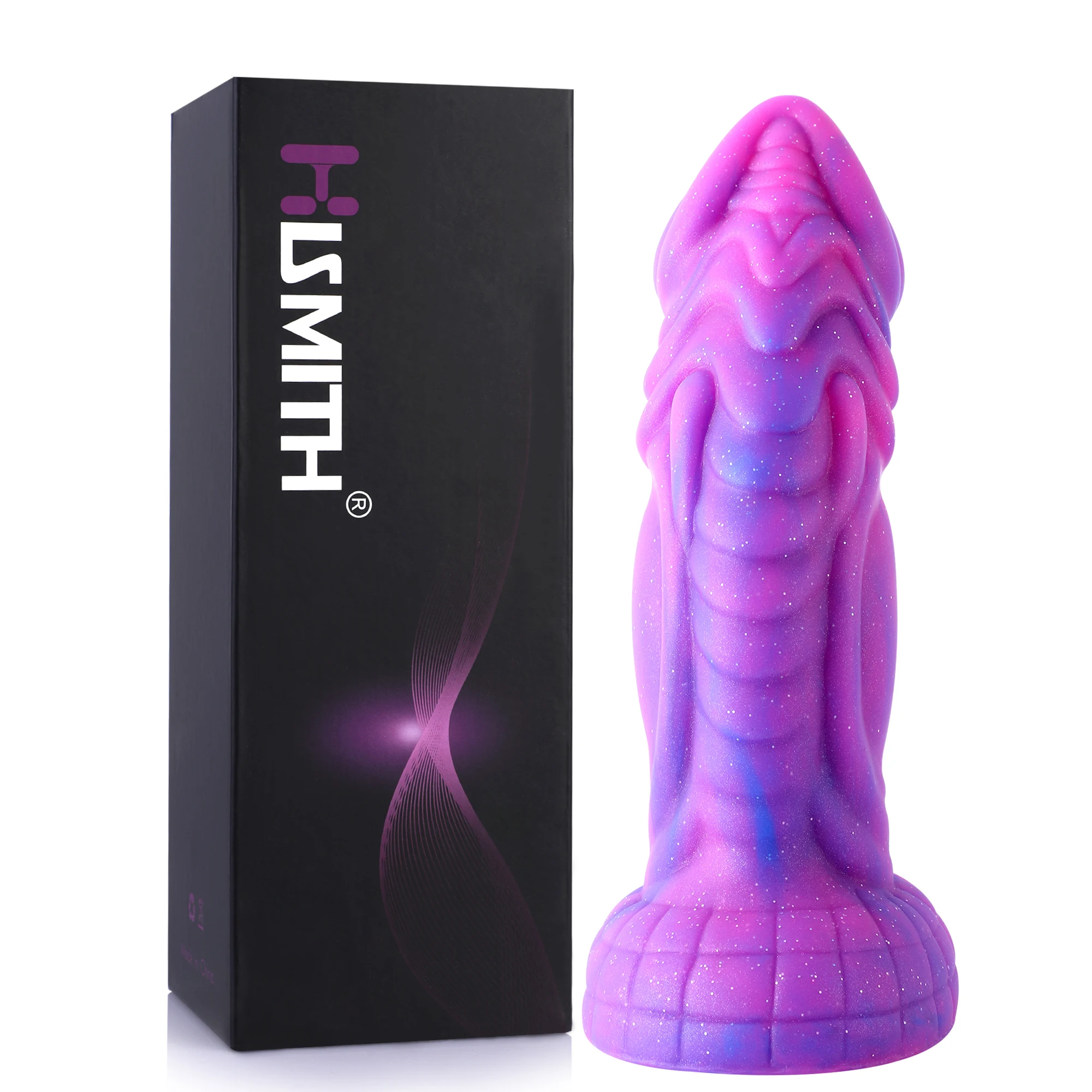 Hismith Novelty Starry Sky Tier Dildo, 8 Inch Curved Silicone Dildo With Suction Cup Monster Dildo Series