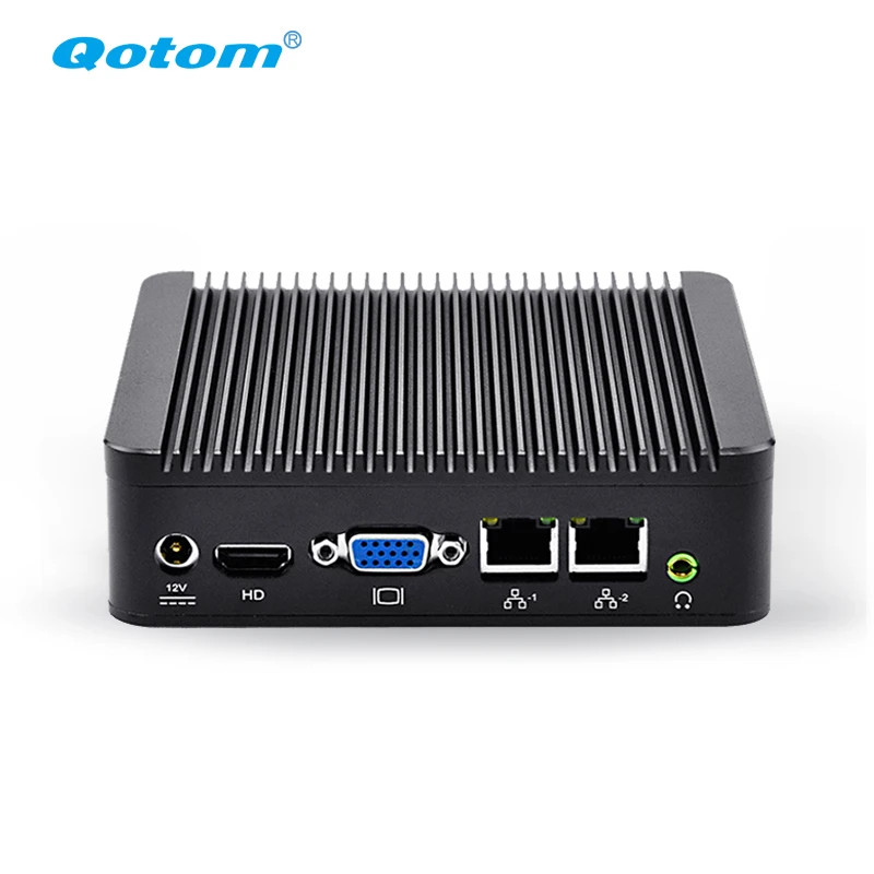 Qotom Q190S мини-компьютер без вентилятора j1900 четырехъядерный 2 ethernet промышленный настольный компьютер Ubuntu linux