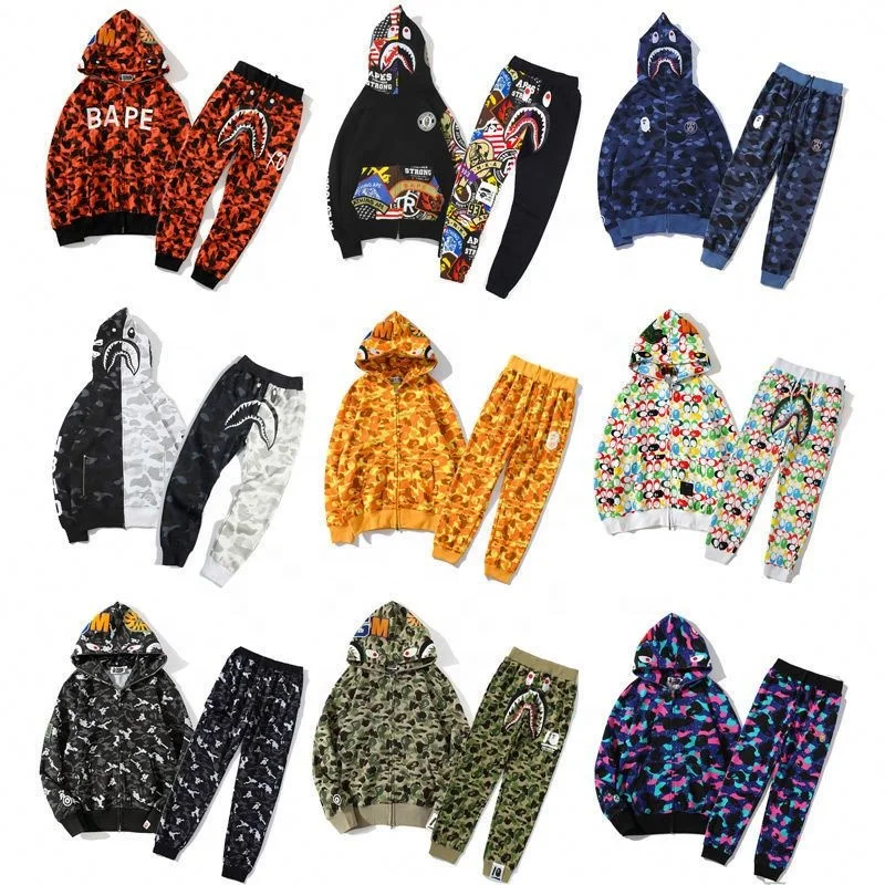 2022 Hot-Sale Unisex Casual Set Bape  Camouflage Suit Street Fashion Style Hip Hop Set