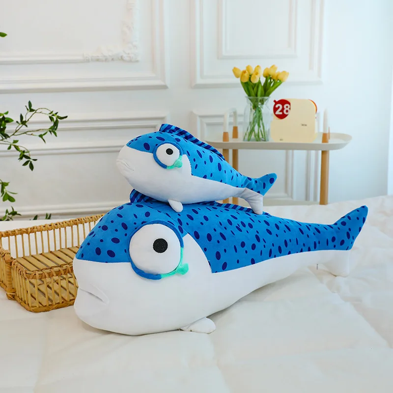 New giant stuffed animal toy sea ocean animal submarine activity moscot doll soft 80 110cm salted fish Blue fish Plushies Toy