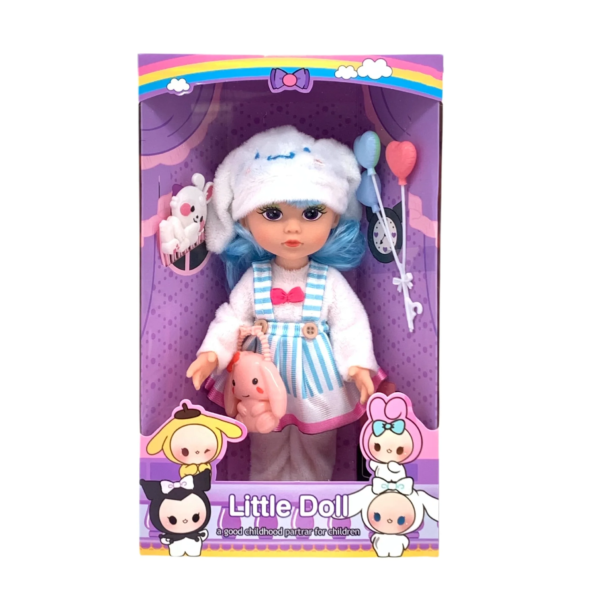 Cartoon Kuromi Sanrioed Plush Toy Anime Doll  Realistic Reborn Vinyl Doll Waterproof Toddler Girl Doll