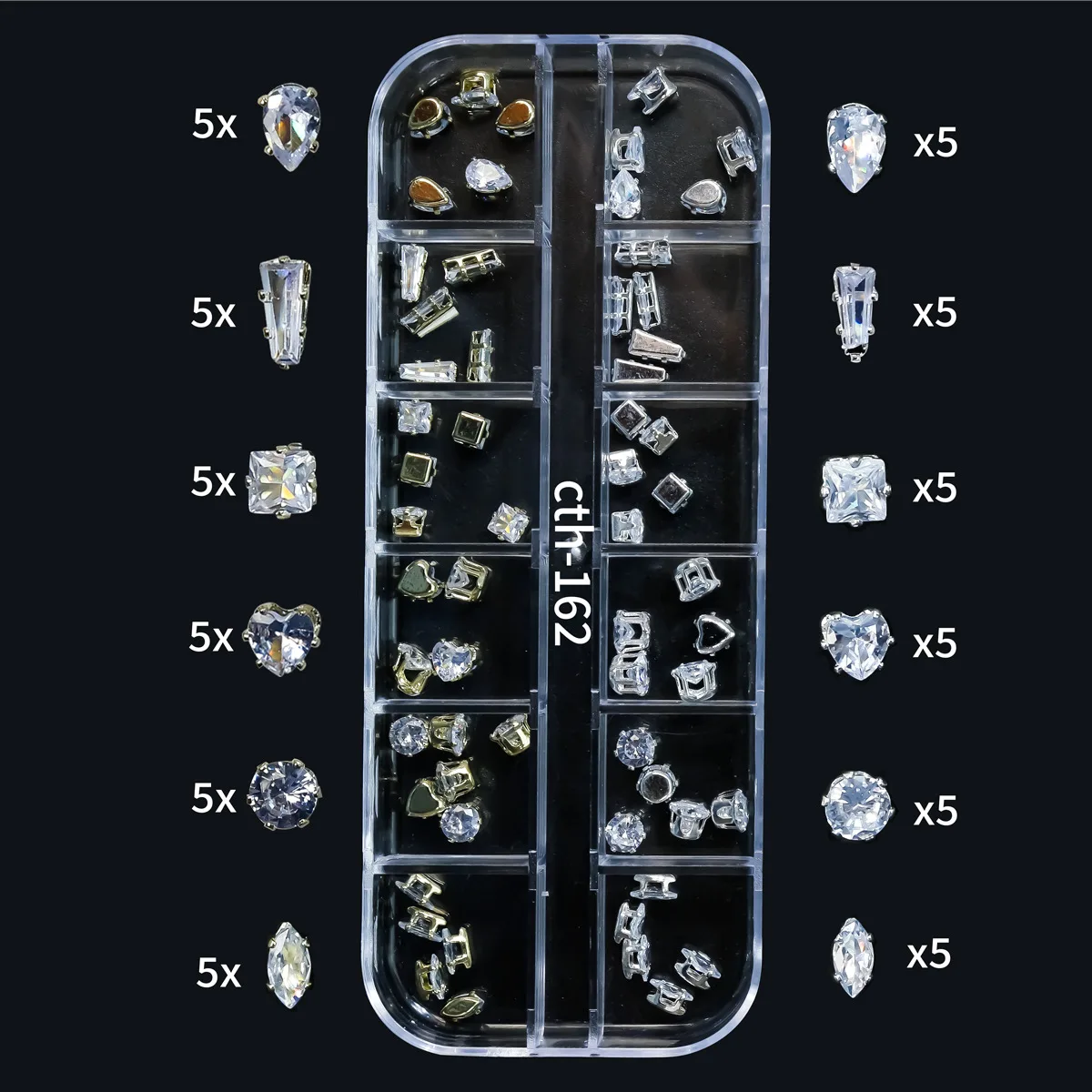 Nail charms mix set Claw Zirconium nail Diamond small zircon heart melon seed square nail decoration