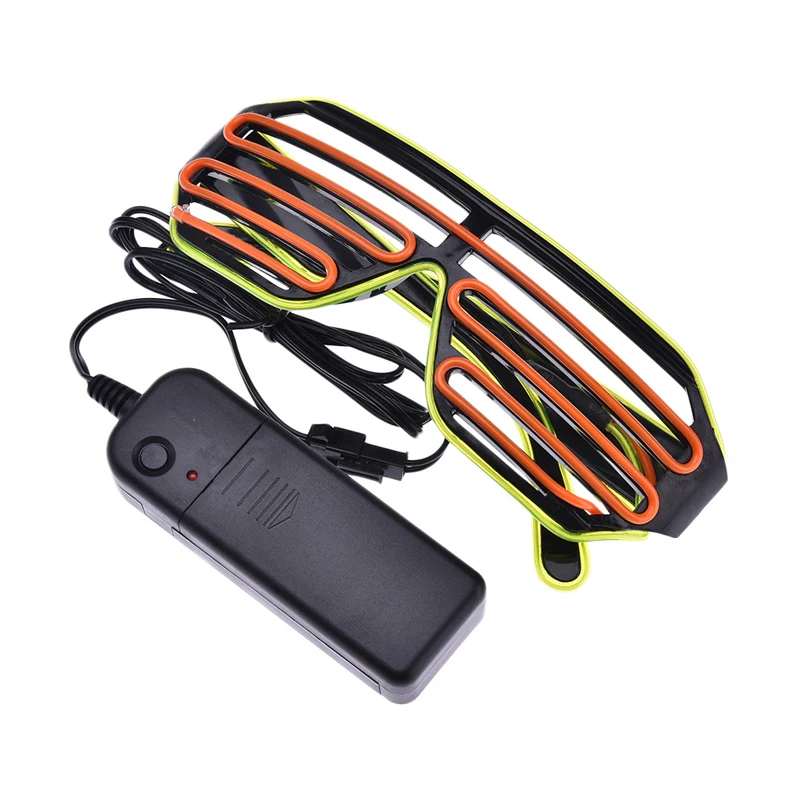 Led Light Up Shutter Shaped Sunglasses Neon El Wire Glasses Glow In Dark Rave Costume Party