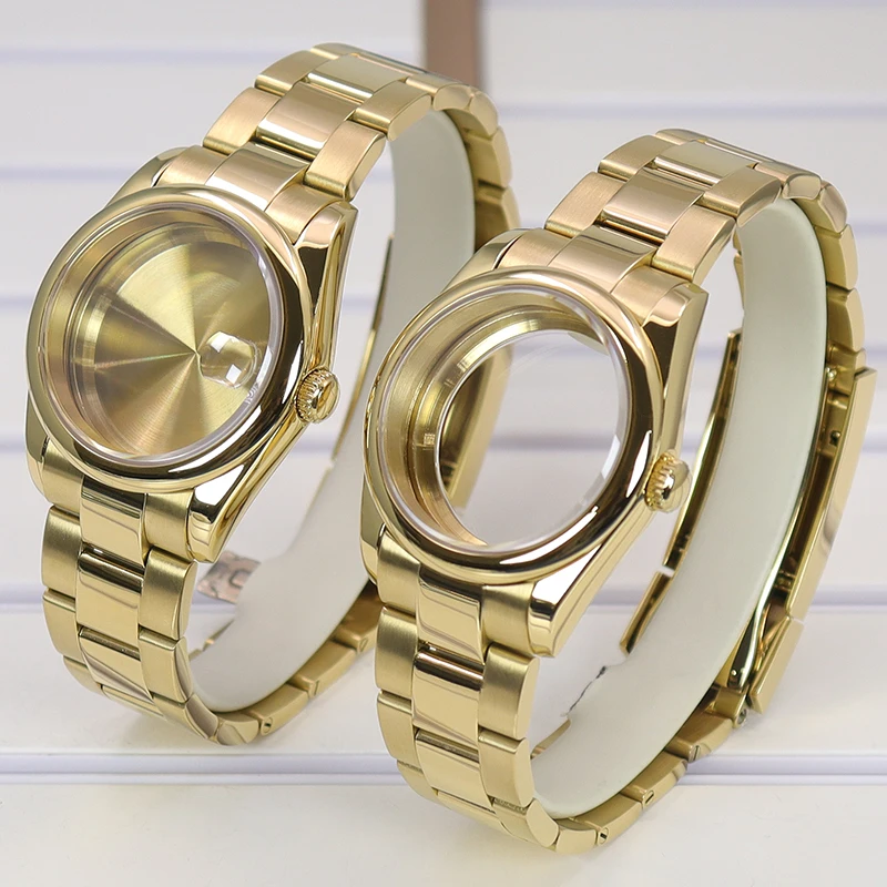 High waterproof level diving watch case gold Modified parts Wrist Strap Band For Seiko Nh35 NH36/38 Miyota 8215 Movement dial