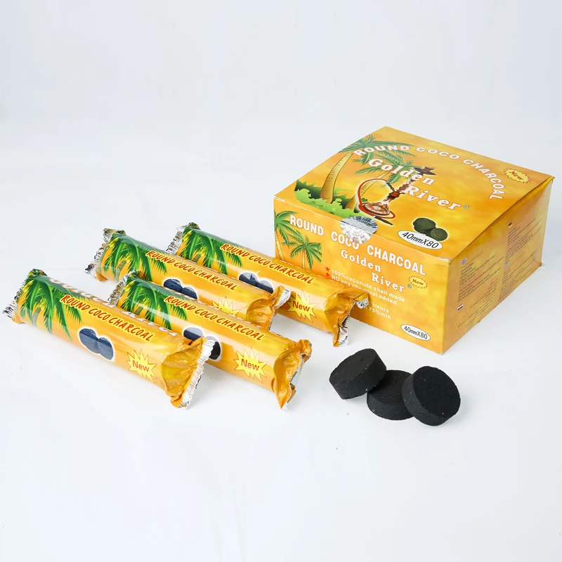 Hot Sale Long Burning durable 40m*80 Round coconut electric shisha hookah charcoal