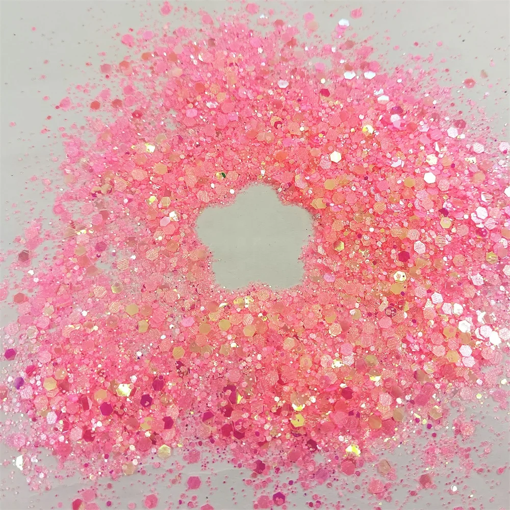 Wholesale High Quality pink Block Blend Polyester Bulk Cosmetics Holographic Glitter for Nail Art, Holiday Decorations