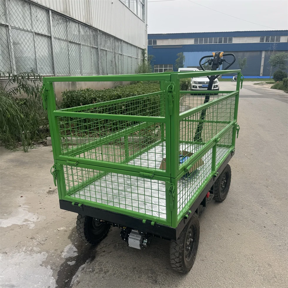 Electric Four-Wheel Multi-Functional Trolley Cart With Double Disc Brake System For Cargo Handling Or Transportation