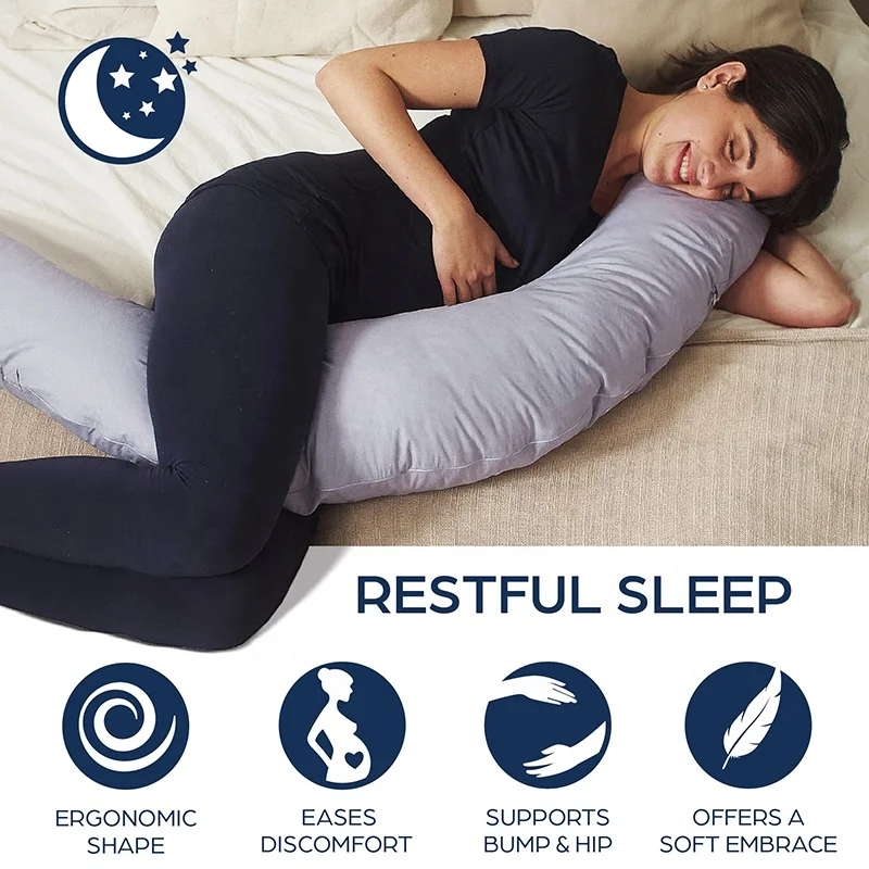 Artamber J Type Breastfeeding Clip Leg Women 100% Cotton Cover Side Sleeper Pillow Sleeping Pregnancy Pillow