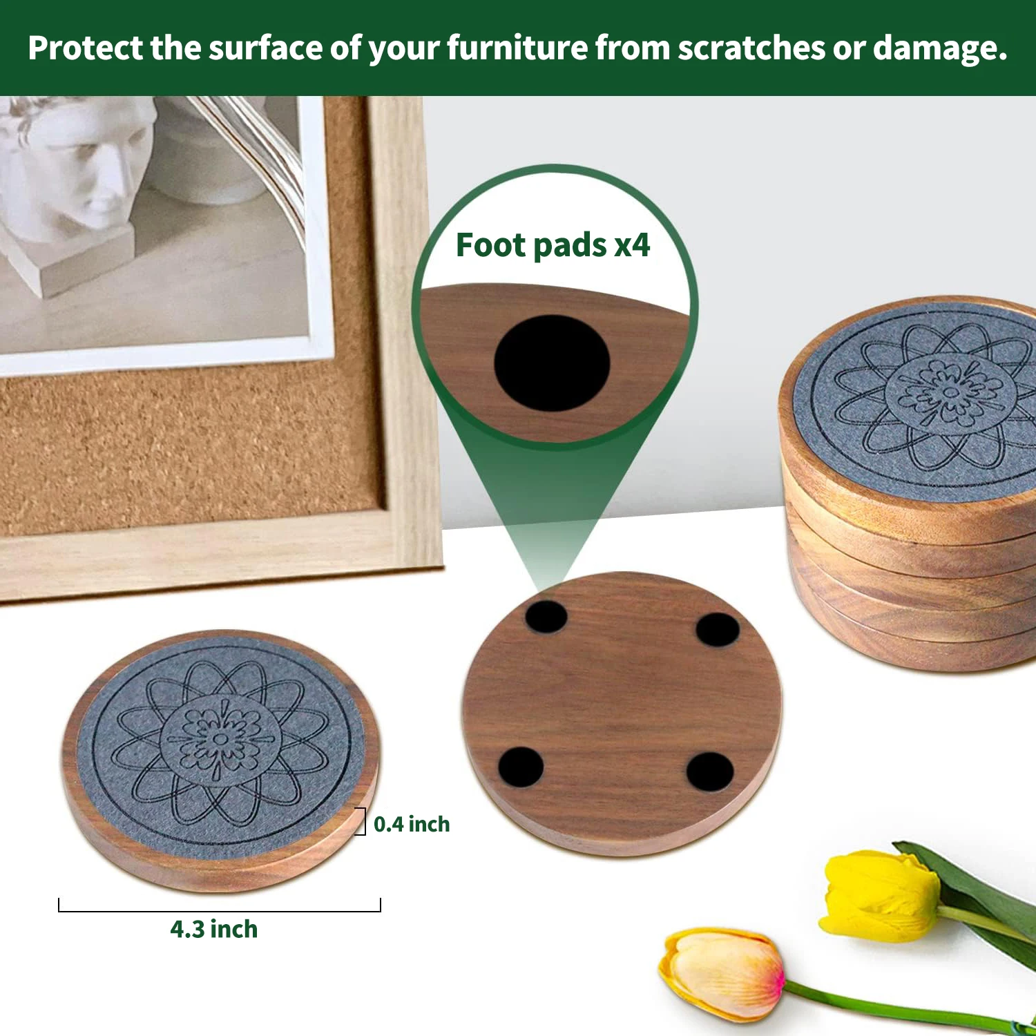 Absorbent Coaster for Coffee Tabletop Protection Non-Slip Sets of 5 Wood Coasters for Drinks
