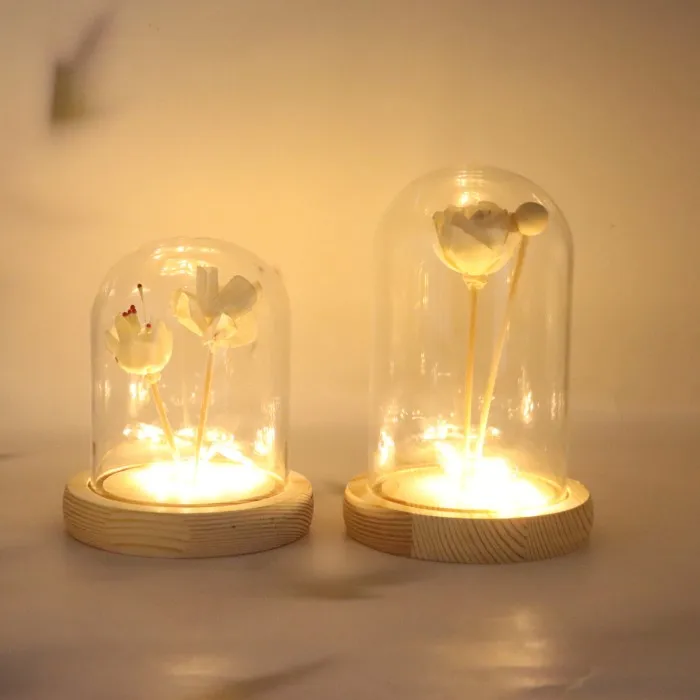 Manufacturers Wholesale Glass Dome Candle Dust Cover Immortal Flower Glass Cover Dry Flower Handmade Transparent Glass Cover