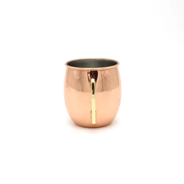 16oz Food Safe Handcraft Moscow Mule Barrel Copper Rose Gold Plated Drink Coffee Beer Cocktail Vodka Mint Julep Tea Mug Pint Cup