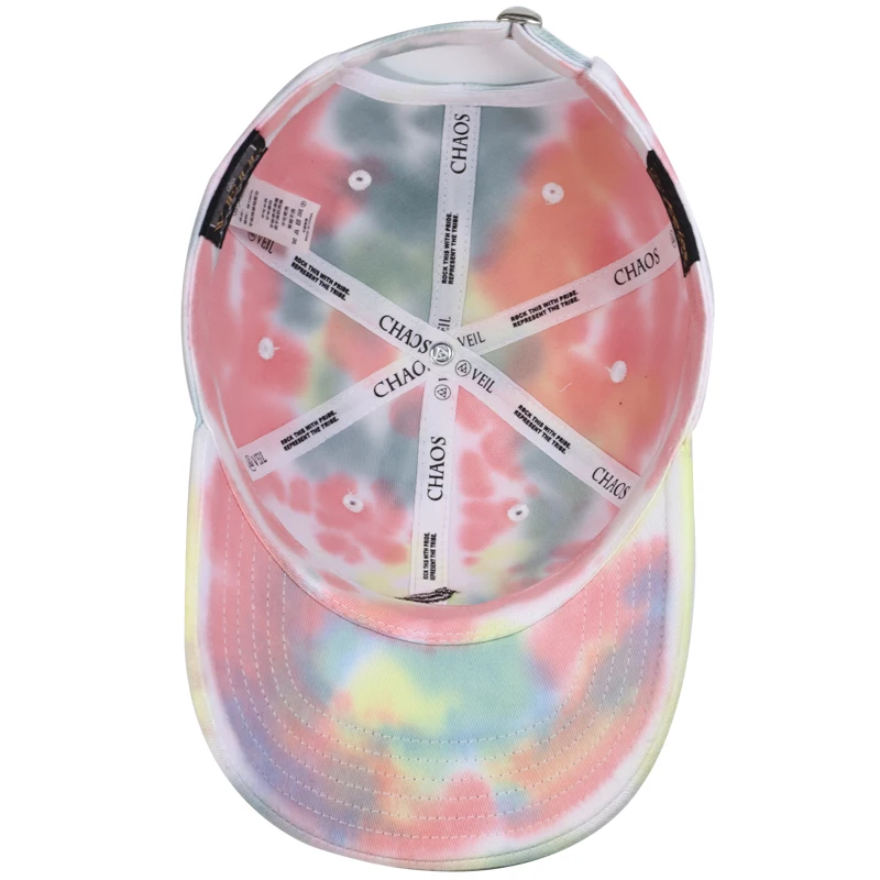 Custom High Quality baseball Peaked Tie Dye Washed Hat And Cap