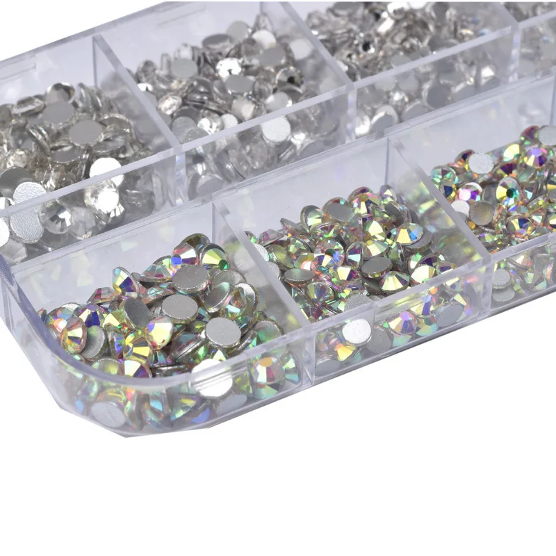 Crystals AB Nail Art Rhinestones Decorations Nail Stones for Nail Art with Pick Up Tweezer and Rhinestone Picker Dotting Pen