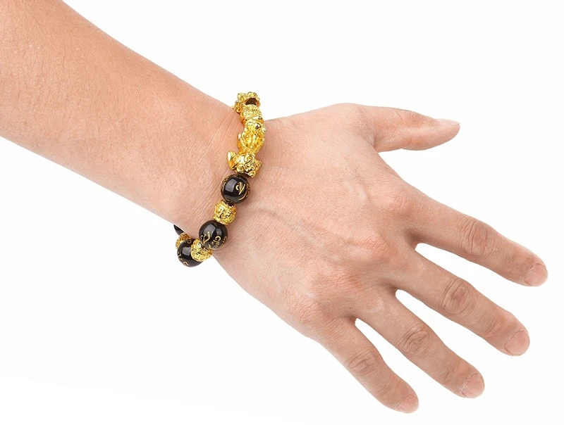 Pixiu Charms Ring Bracelet Set Chinese Feng Shui Amulet Bring Wealth and Lucky Open Adjustable Buddha Bead