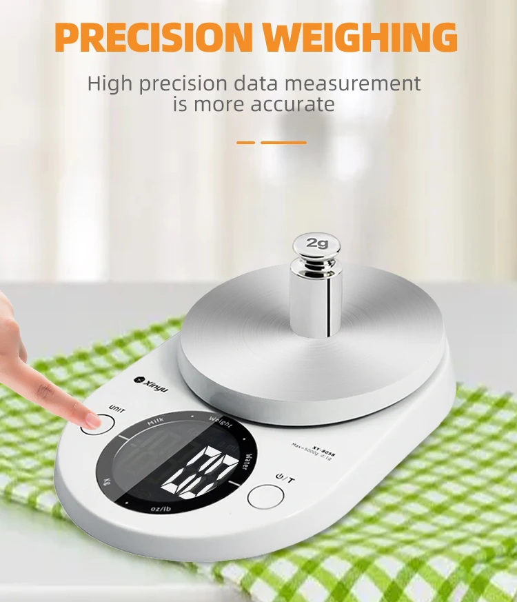 Round Shape LCD Digital Kitchen Scales 5 Kg 1 g Kitchen Food Weight Scale with Bowl