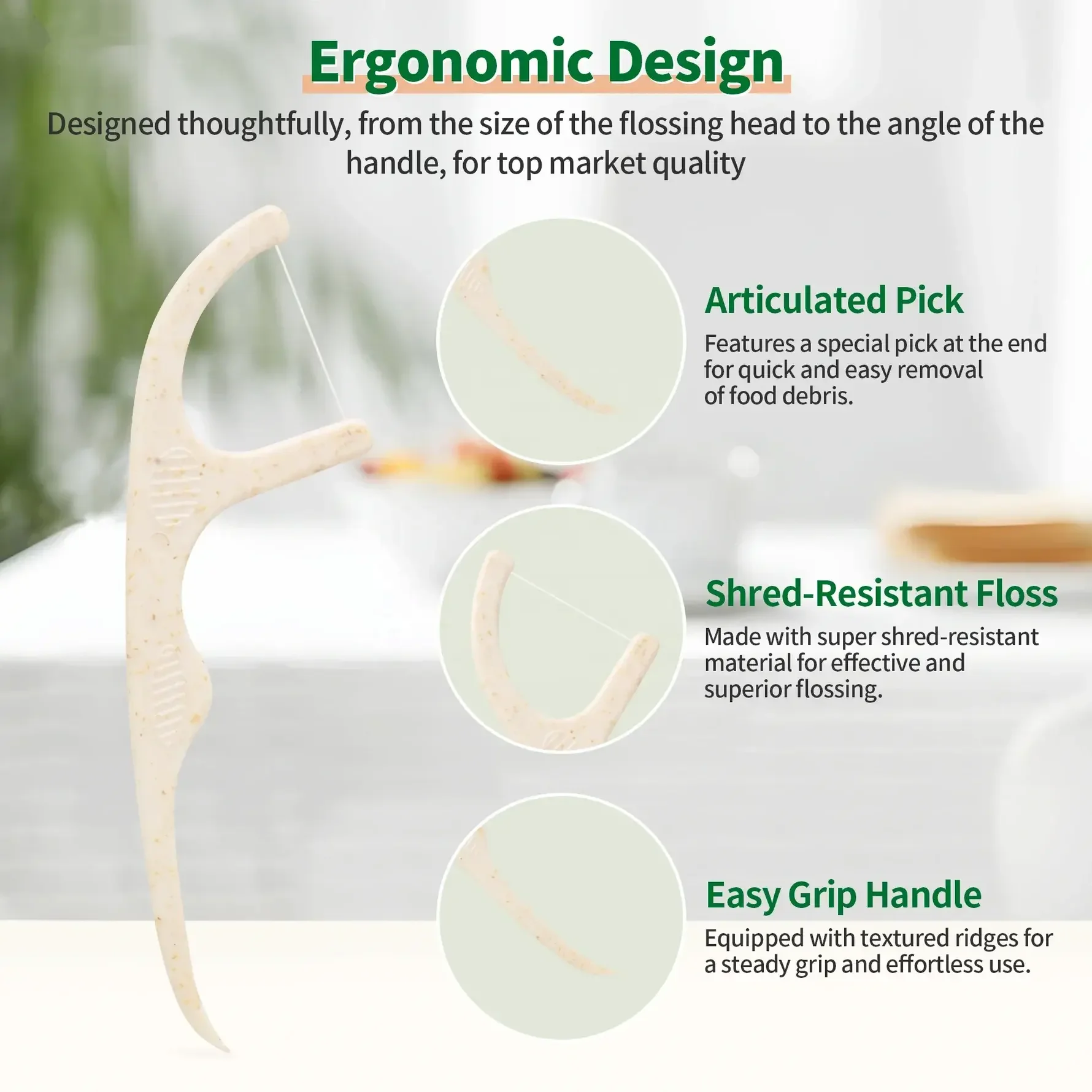 Biodegradable Dental Floss Picks 300 Mint PTFE Bamboo Tooth Pickers Oral Teeth Cleaning Travel-friendly Plastic Teeth Flossers