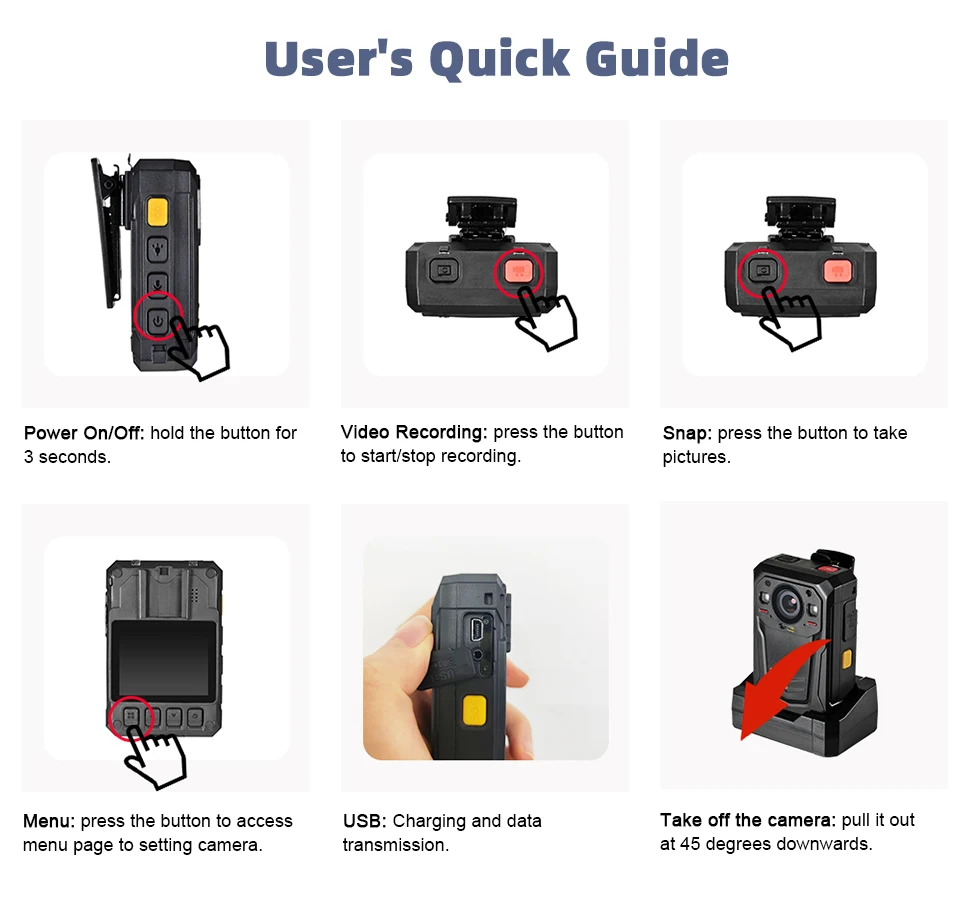 4G Wearable Body Worn Camera with Intercom AES256 SOS Button IP67 Night Vision for Security Law Enforcement