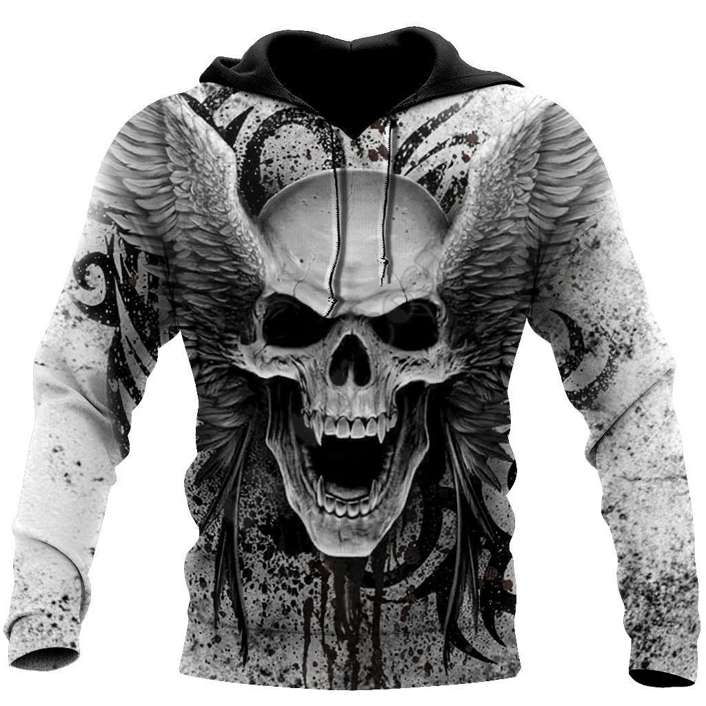 Customization printing pullover hoodie Skull pattern halloween hoodies cotton polyester  digital printing  hoodie breathable