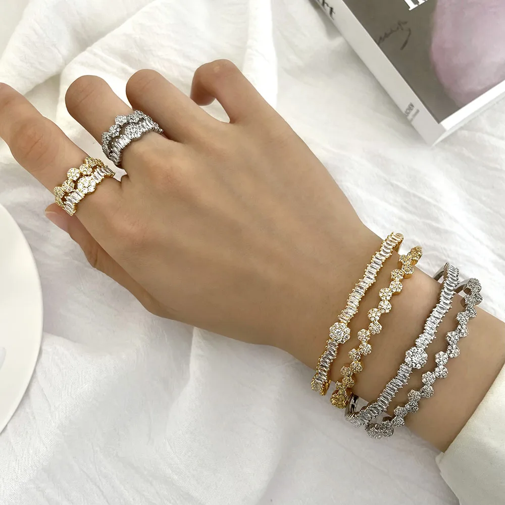 dubai gold plated jewelry cubic zirconia wedding bangle bracelet