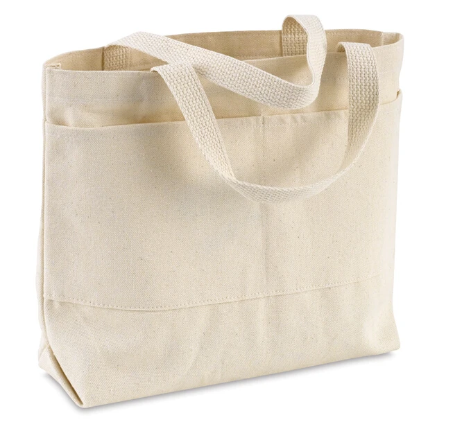 Удобные большие хлопковые сумки-тоут для покупок с принтом и наружным карманом