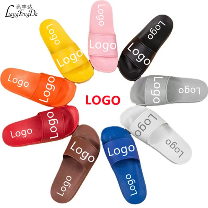 High Quality Designer Slides Custom Logo Slippers PVC Printed Logo Men Sandals