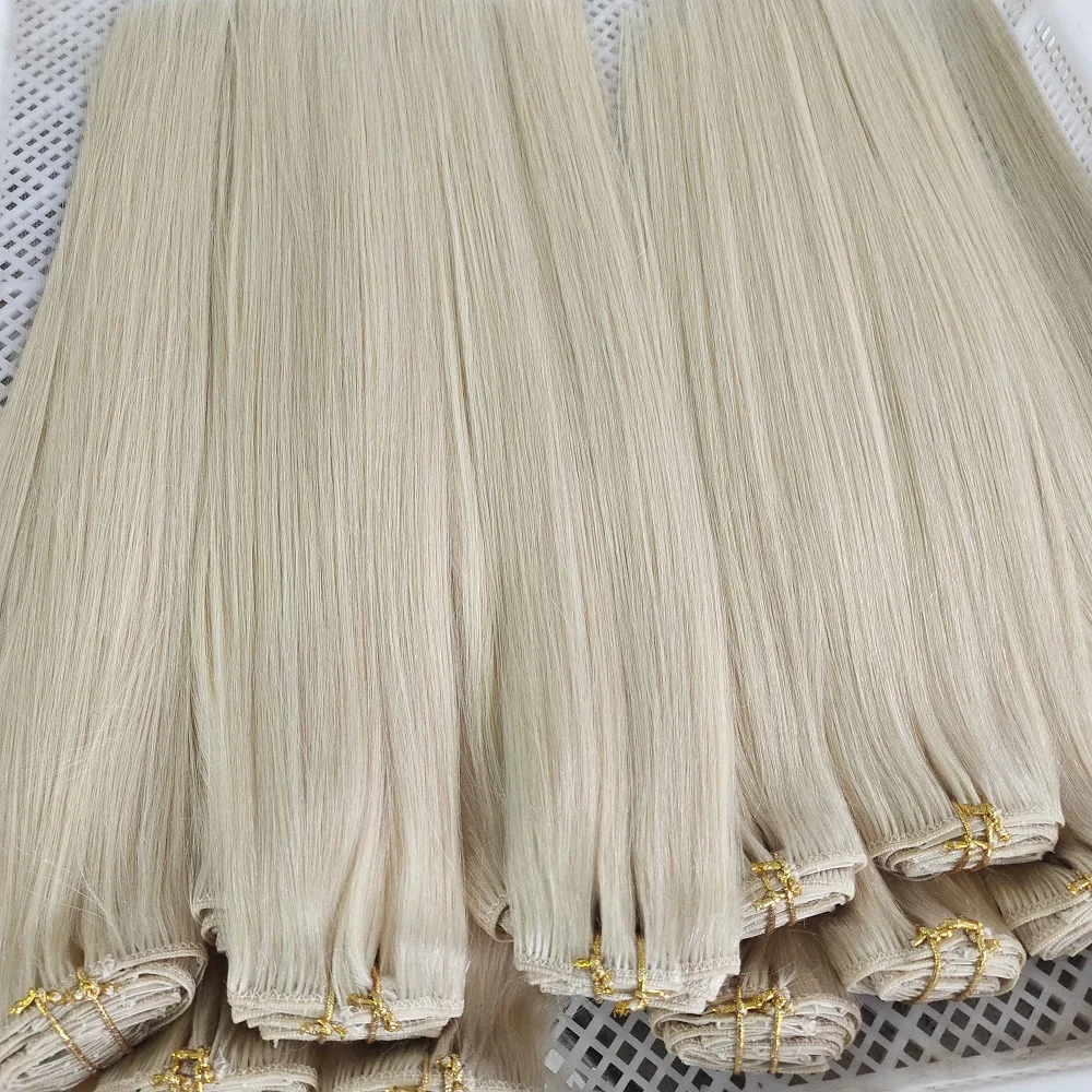 High Quality Natural Remy Hair Double Drawn Lace Clip In Hair Extension 100 Human Hair For White Woman