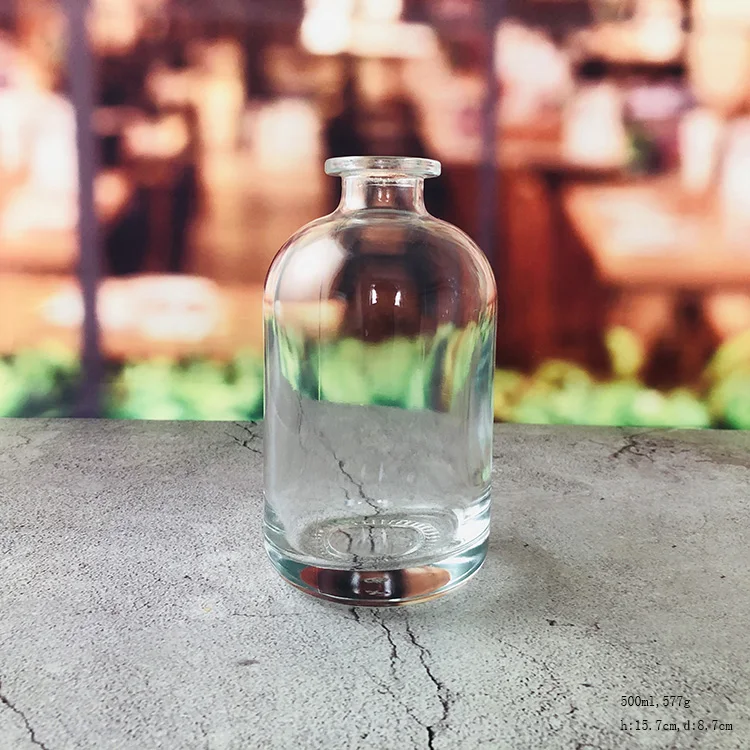 
 Manufacturers spirit glass bottle 300ml 500ml round liquor vodka bottle for sale  
