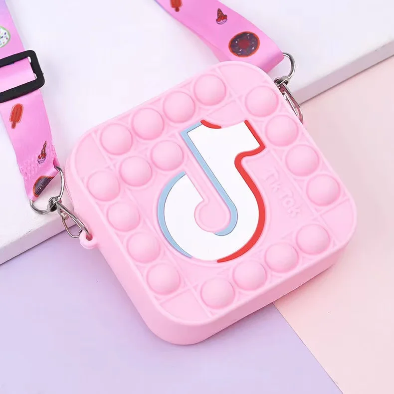 2021 Fashion Mini Crossbody Bag Cartoon Tik Tok Pattern Square Kids Coin Purses And Handbags Little Girls