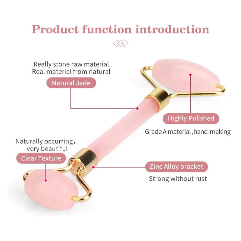 Beauty Guasha Massager Jade Roller Vibration Facial Green Pink Colour Box Face Neck Body Customized Logo Available Healthy Care