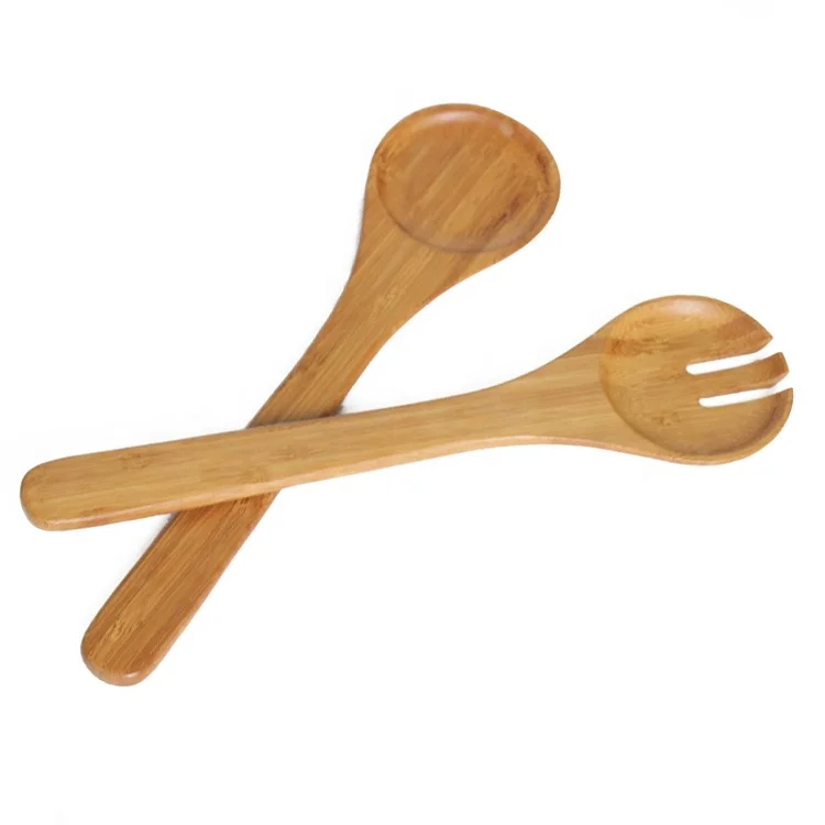 Natural Wood Salad Spoon Fork Wooden Utensils Large Spoons Salad Servers Cooking Kitchen Tools