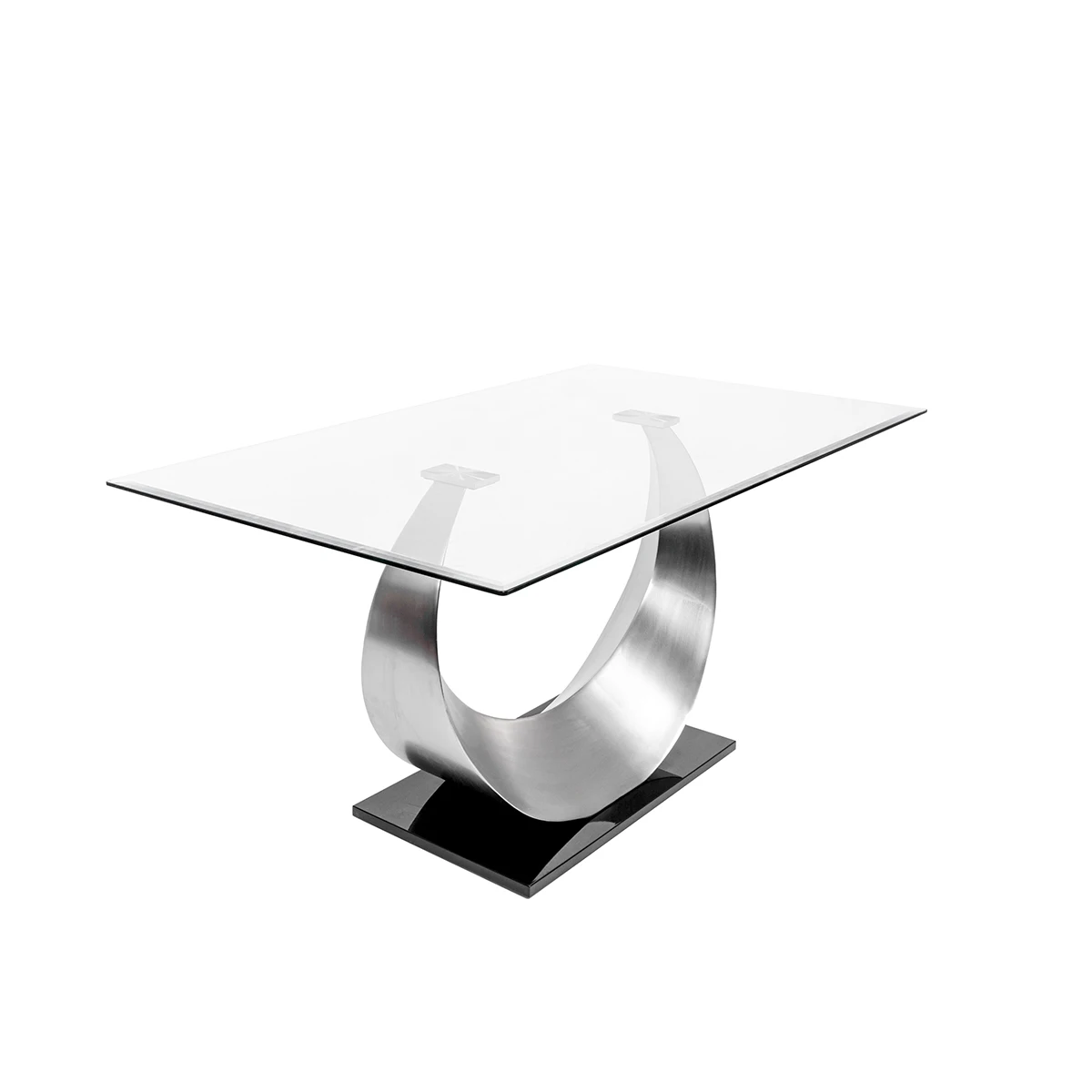 Modern Furniture High End Simple Gold Metal Iron Base Glass Top Rectangular Dining Table Sets With Chairs