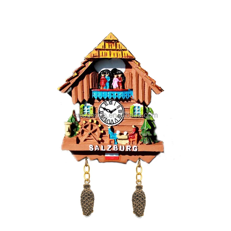 3D Handmade Painted Germany Switzerland Italy Austria Cuckoo Clock 3D Fridge Magnets Tourism Souvenirs Refrigerator