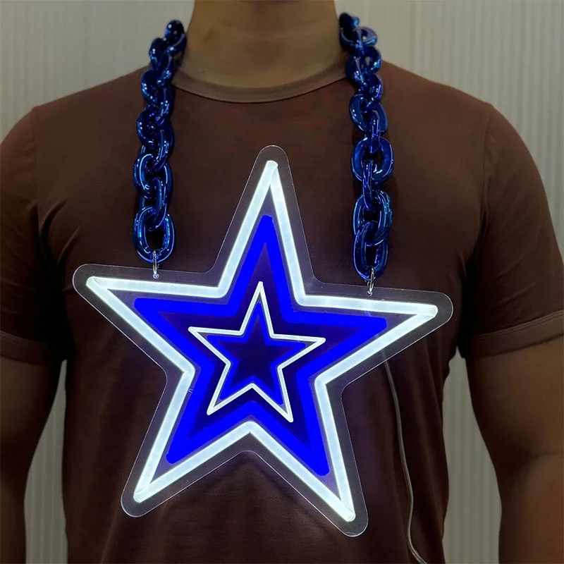 USB powered with adjustable brightness gift forboys logo wall LED  necklace Neon Light Big football Chain