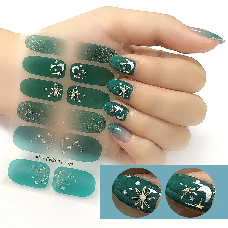 Ziri Wholesale Non Toxic 3D Crystal Nail 3D Sticker Waterproof Nail Art Decoration Koren Gel Nail Sticker Wrap