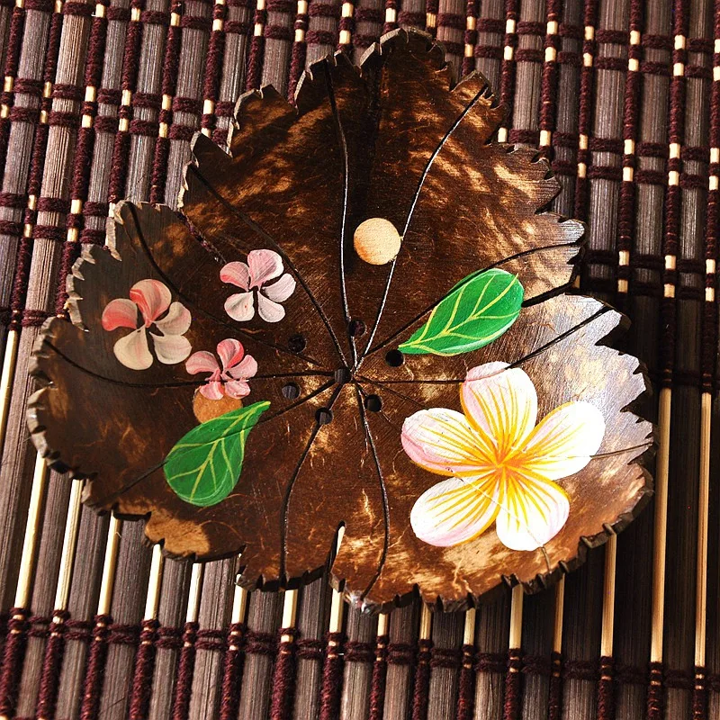 Creative Soap Dish Coconut Shell Flower Pattern, Handmade Lovely Leaf Cartoon Shapes Soap Dispenser Holder