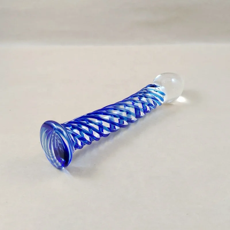 Supplying All kinds Design of Glass Dildo Massager/Outer Vein Art Glass Dildo/Blue Spiral Vein Dildo Glass for Adult Sex