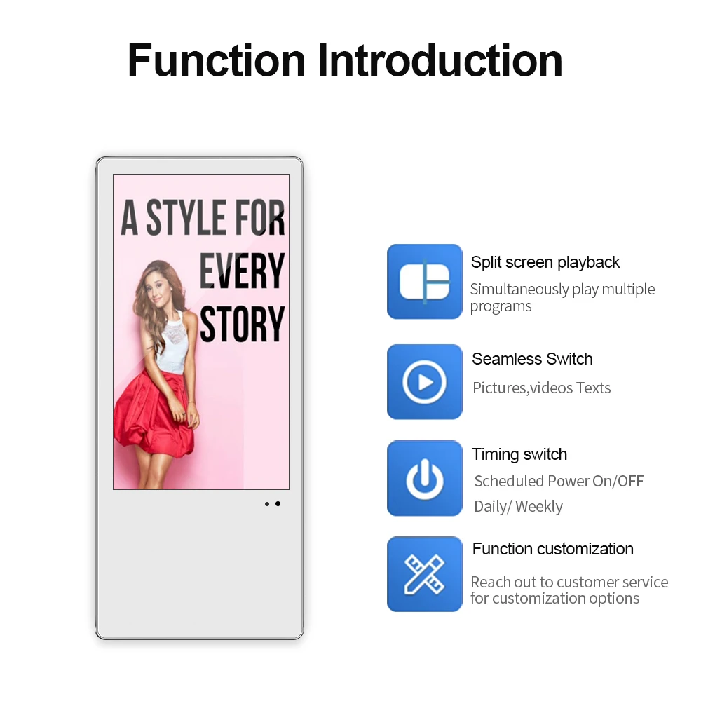 Wall Mounted Elevator Vertical Screens Digital Signage LCD Screen Advertising Player 18.5 inch with Software System Ads Display