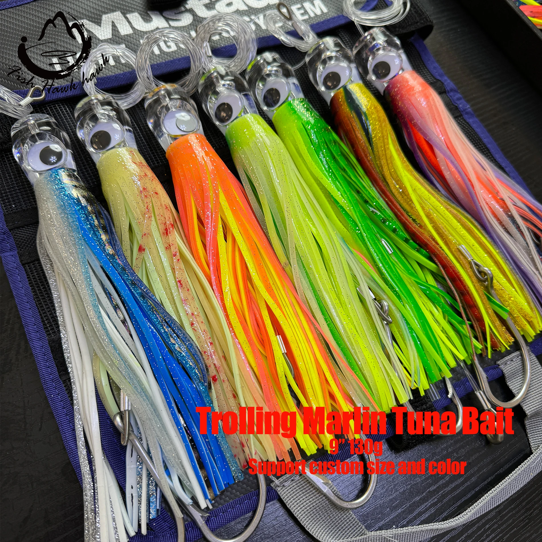 9inches/130g Trolling lure marlin tuna mahi dolphin durado wahoo shark Skirts big game leader fishing rigs deep sea fishing Lure