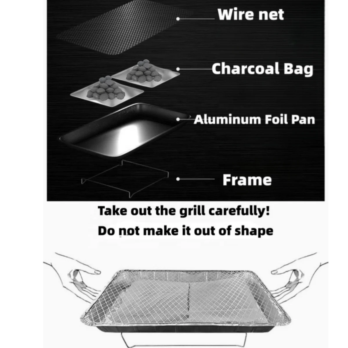 48x31cm One Time Use Outdoor Garden Camping Ready BBQ Instant Grill Disposable Grill