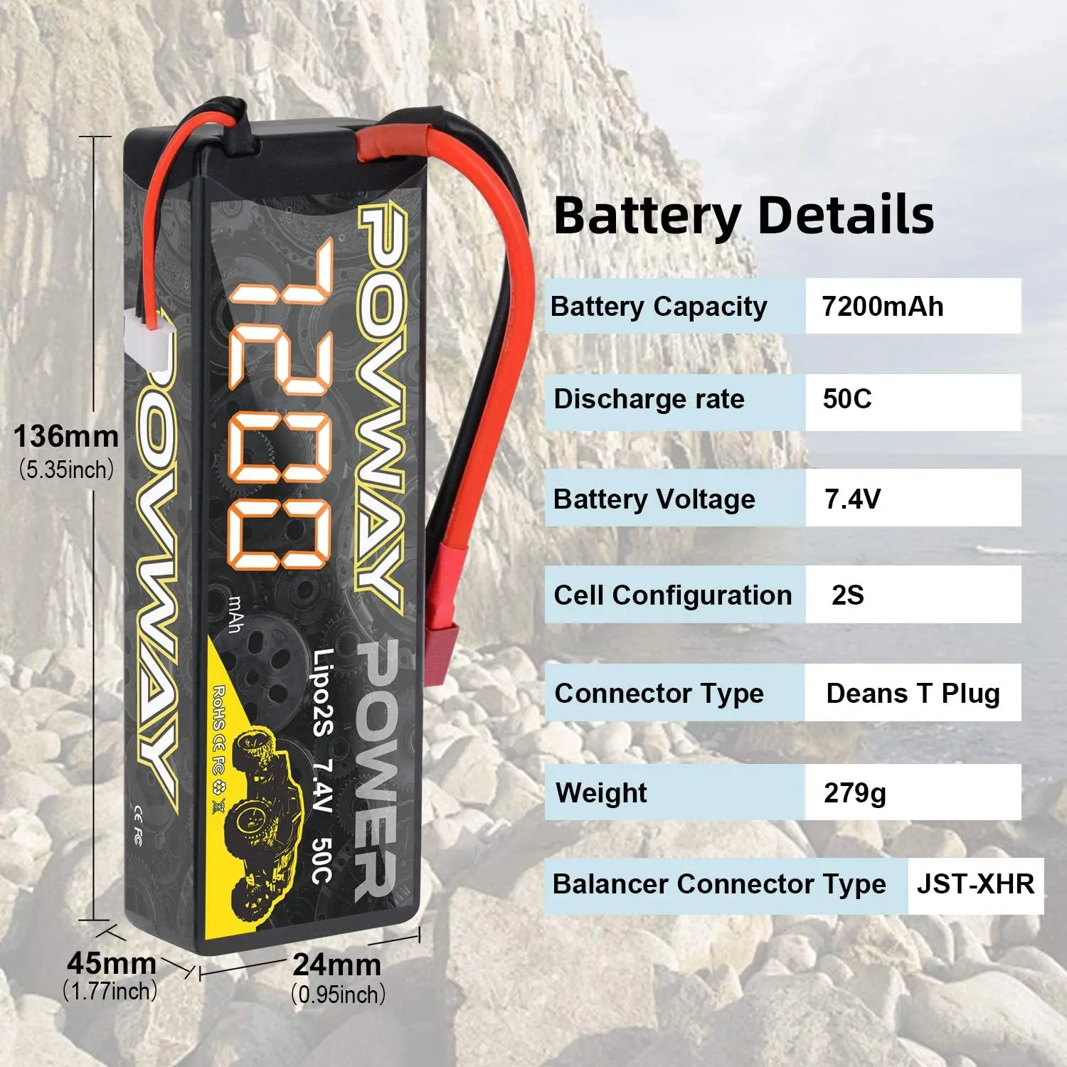 7200mAh 7.4V 50C RC Battery LiPo battery Drone Car