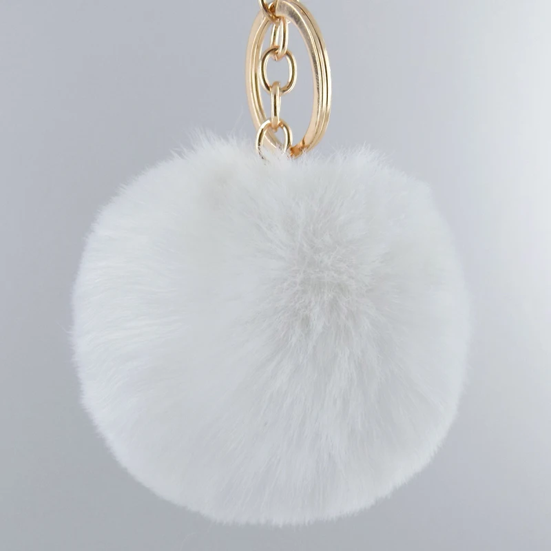 key chain rabbit fur pom pom balls furry keychain fur ball wholesale