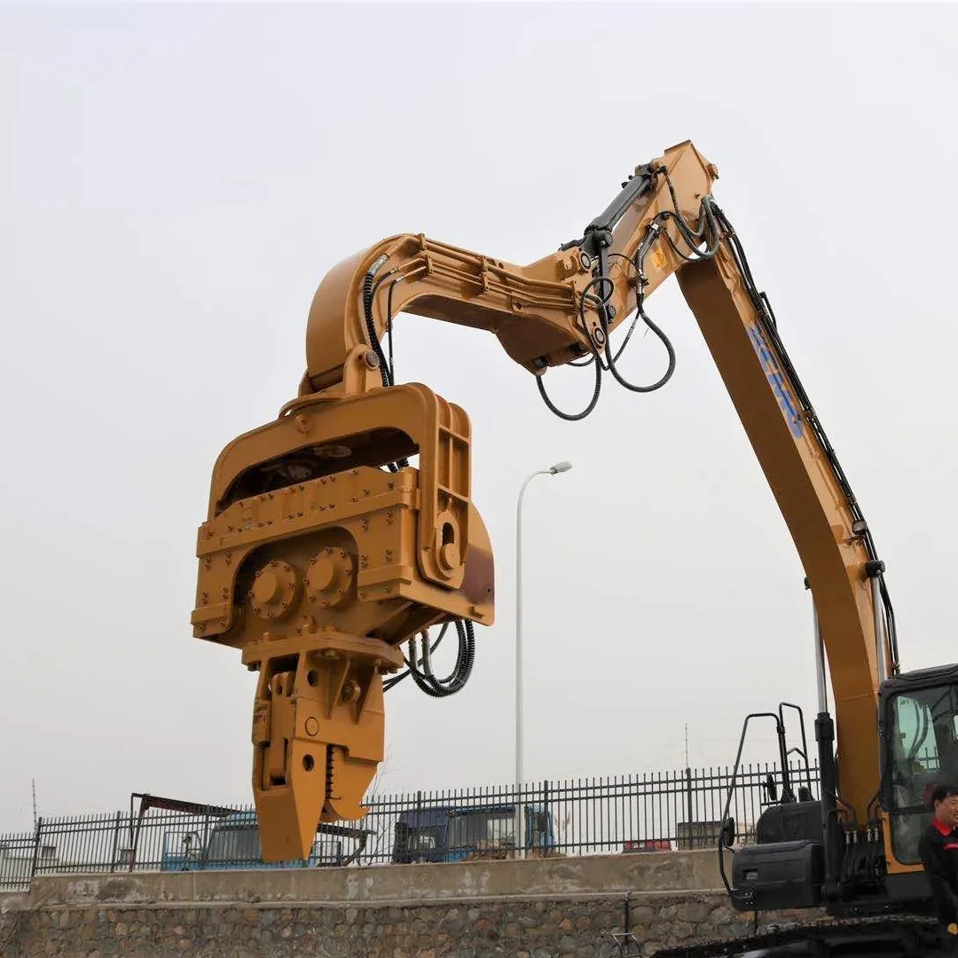 Hot Sale High Quality Hydraulic Telescoping Boom Arm Excavator Sheet Pile Hammer Pile Driving Hitachi Doosan Hyundai